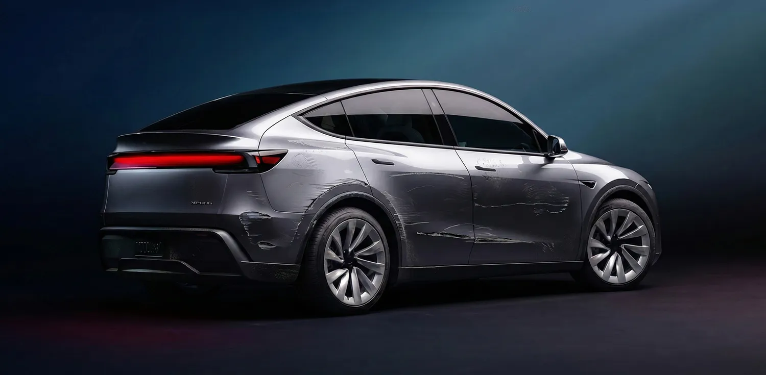 Tesla Model 3 üzerinde PPF uygulaması öncesi - çizik ve taş vuruşuna karşı korumasız araç boyası